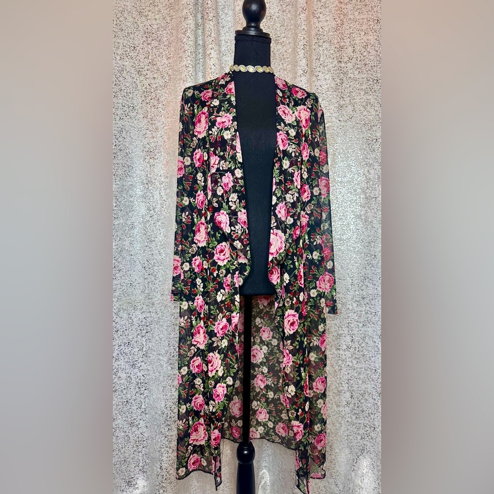 Floral Bohemian long sheer cardigan